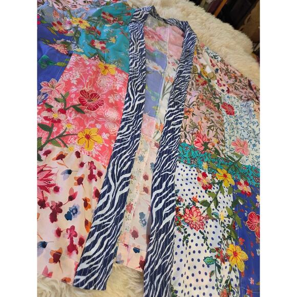 John Mark Floral Kimono Patchwork & Embroidered Size XL Viscose - Picture 11 of 16